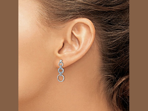 Rhodium Over 14K White Gold Lab Grown Diamond Fancy Dangle Earrings