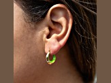 14K Yellow Gold Over Sterling Silver Petite Enamel Slope Huggie Hoops in Neon Green