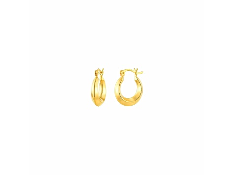 14K Yellow Gold Over Sterling Silver Petite Enamel Slope Huggie Hoops in Golden