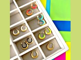 14K Yellow Gold Over Sterling Silver Petite Enamel Slope Huggie Hoops in Golden