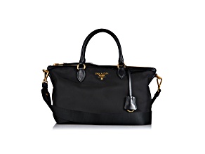 Prada Tessuto Nylon Black Leather Clochette Crossbody Tote Bag