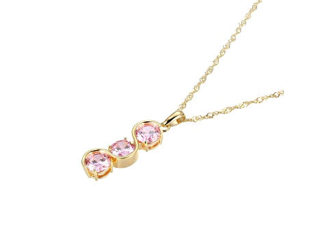 Pink Cubic Zirconia 18k Yellow Gold Over Sterling Silver October Birthstone Pendant 6.35ctw