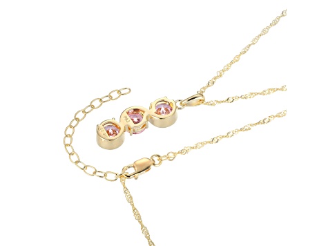 Pink Cubic Zirconia 18k Yellow Gold Over Sterling Silver October Birthstone Pendant 6.35ctw