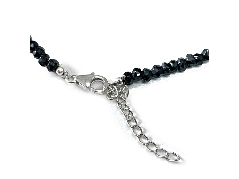 ★ROSEMONT★ Silver Black Spinel Necklace La Vie En Rose RC2 Black Spinel Rhodium Over Sterling Silver Necklace 0.17ctw