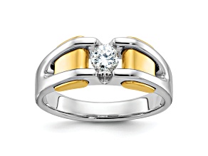10K Two-tone Yellow and White Gold Men's Diamond Ring 0.40ct