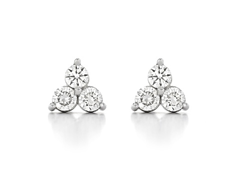 White Lab-Grown Diamond 14k White Gold Stud Earrings 1.00ctw