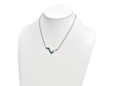 Rhodium Over Sterling Silver Crystal Fashion Wave 16.5 + 1 Inch Extension Necklace