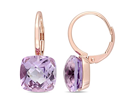 9.80ctw Rose de France Amethyst 14k Rose Gold Earrings