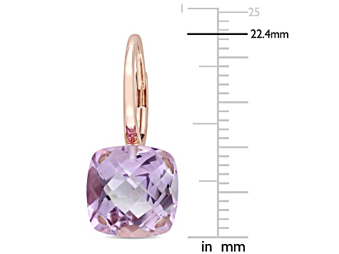 9.80ctw Rose de France Amethyst 14k Rose Gold Earrings