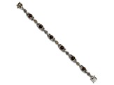 Sterling Silver with 14K Gold Over Sterling Silver Accent Oxidized Smoky Quartz Bracelet