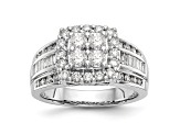 Rhodium Over 14K White Gold Diamond Cluster Engagement Ring 1.44ctw