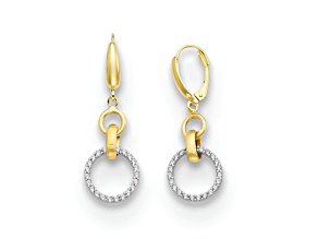 14K Two-tone Gold Diamond Dangle Leverback Earrings