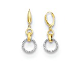 14K Two-tone Gold Diamond Dangle Leverback Earrings