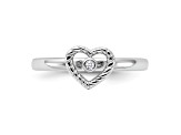 Sterling Silver Stackable Expressions Heart Diamond Ring 0.015ctw