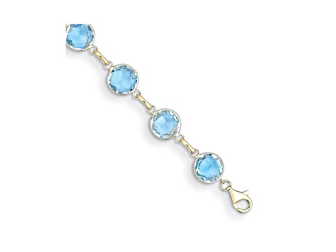 14K Yellow Gold Blue Topaz Circle 8-inch Bracelet