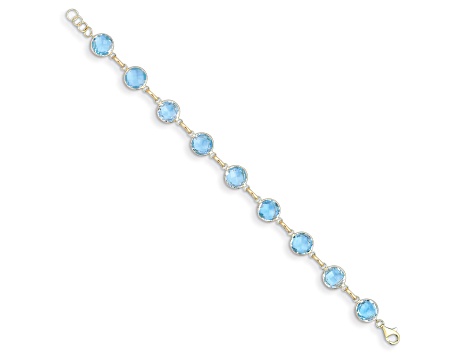 14K Yellow Gold Blue Topaz Circle 8-inch Bracelet