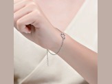 Kids/Teens Rhodium Plated over Brass with Clear Cubic Zirconia Heart Bracelet