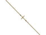 14K Yellow Gold Polished CZ Cross Anklet