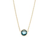 Round London Blue Topaz Solitaire 10K Yellow Gold Station Necklace 0.90ctw