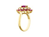 Lab Created Pink Sapphire 14K Yellow Gold Sterling Silver Ring 3.39ctw