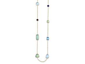 14K Yellow Gold Multi-color Gemstone 34 Inch Necklace