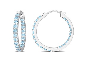 3.20ctw Sky Blue Topaz inside-Outside Hoop Earrings in Sterling Silver