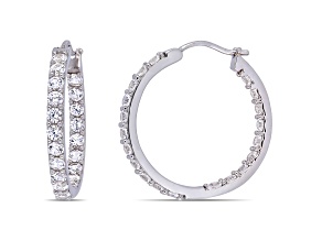 3.50ctw Created White Sapphire Inside-Outside Hoop Earrings in Sterling Silver
