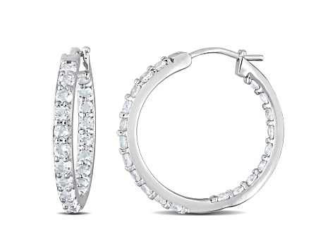 2.38ctw Aquamarine Inside-Outside Hoop Earrings in Sterling Silver