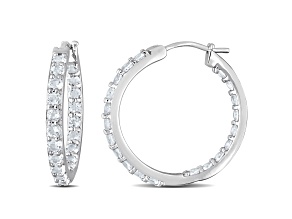 2.38ctw Aquamarine Inside-Outside Hoop Earrings in Sterling Silver