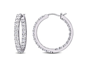 2.50ctw Created Moissanite Beaded Hoop Earrings in 10K White Gold