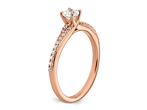 14K Rose Gold Polish Cushion Diamond Engagement Ring 0.45ctw