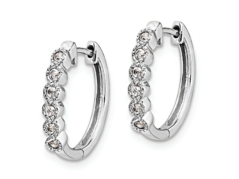 Rhodium Over 14K White Gold Lab Grown Diamond Hinged Hoop Earrings