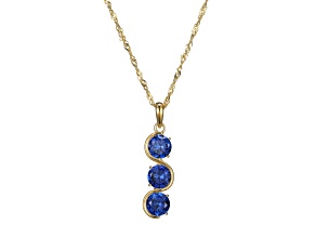 Lab Created Blue Sapphire 18k Yellow Gold Over Sterling Silver September Birthstone Pendant 3.88ctw