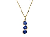 Lab Created Blue Sapphire 18k Yellow Gold Over Sterling Silver September Birthstone Pendant 3.88ctw