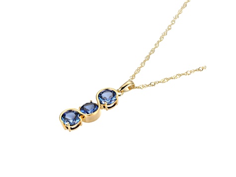 Lab Created Blue Sapphire 18k Yellow Gold Over Sterling Silver September Birthstone Pendant 3.88ctw