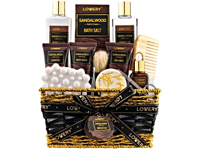 Lovery Mens Gift Set - 14 Pc Sandalwood Bath Gift Set - Personal Self Care Kit