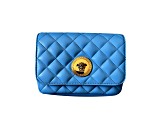 Versace Medusa Nappa Quilted Blue Leather Chain Crossbody