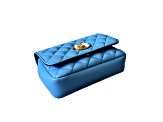 Versace Medusa Nappa Quilted Blue Leather Chain Crossbody