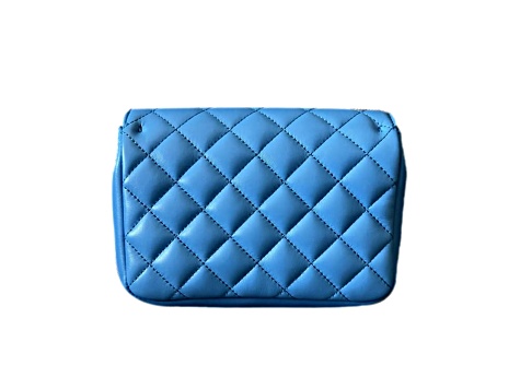 Versace Medusa Nappa Quilted Blue Leather Chain Crossbody