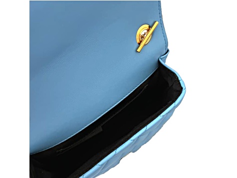 Versace Medusa Nappa Quilted Blue Leather Chain Crossbody