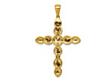 14k Yellow Gold and Rhodium Over 14k Yellow Gold Diamond Cross Pendant