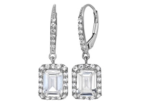 Lab Created White Sapphire Sterling Silver Dangle Earrings 4.58ctw