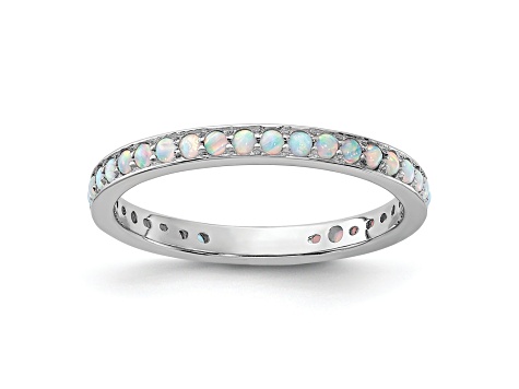 Sterling Silver Stackable Expressions Lab Created Opal Ring 0.87ctw