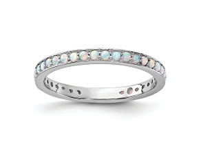 Sterling Silver Stackable Expressions Lab Created Opal Ring 0.87ctw