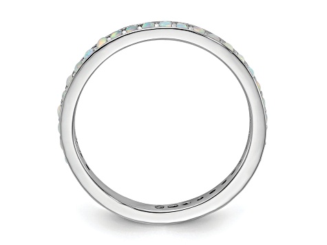 Sterling Silver Stackable Expressions Lab Created Opal Ring 0.87ctw