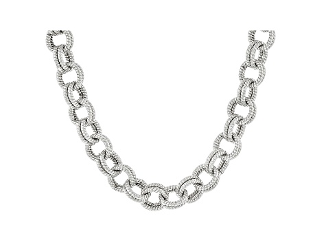Judith Ripka Rhodium Over Sterling Silver Textured Double Rolo