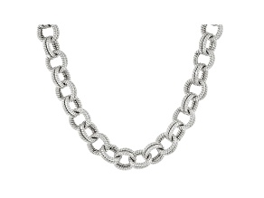Judith Ripka Rhodium Over Sterling Silver Textured Double Rolo Chain Necklace
