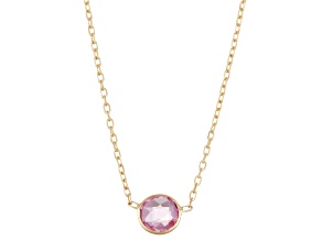 Lab Created Pink Sapphire 10K Yellow Gold Station Necklace 1.00ctw