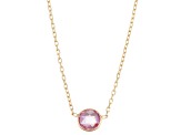Lab Created Pink Sapphire 10K Yellow Gold Station Necklace 1.00ctw