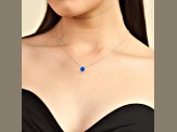 Lab Created Blue Opal and White CZ Accents Rhodium Over Sterling Silver Pendant Style Necklace